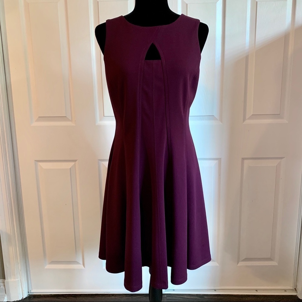 Dress Barn Burgundy Maroon Keyhole A-line Dress